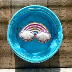 SCL x Target blue circle pouch w/ rainbow patch